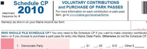 Schedule CP, Maine Income Tax form